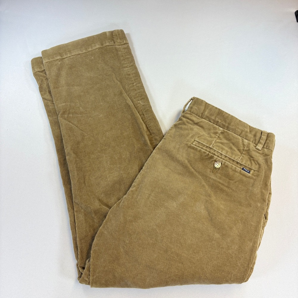 Polo Ralph Lauren Corduroy Pants Mens 33 Tan Stretch Classic Fit Preppy Khaki